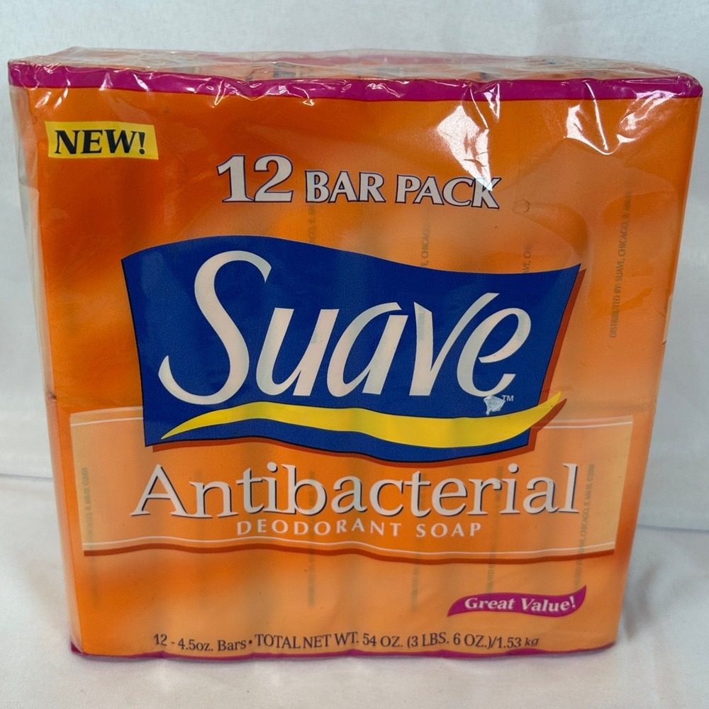 Vintage 2000 Suave Antibacterial Deodorant Bar Soap 12 Pack 4.5oz Bars New 54oz